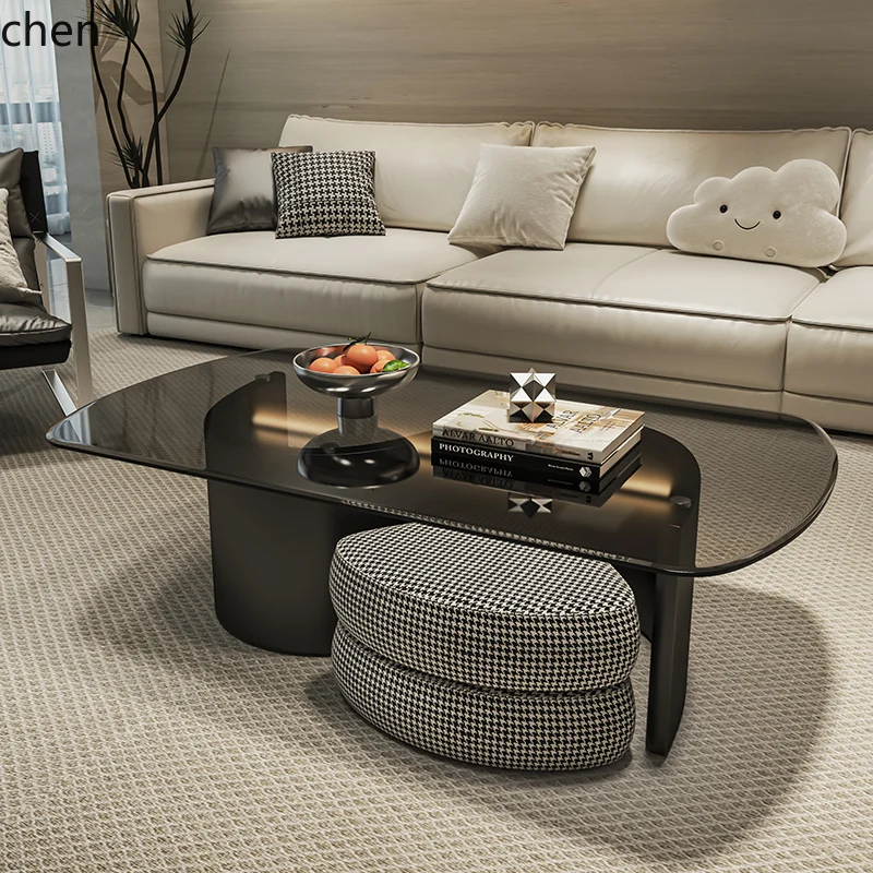 Coffee Tea Room - H5.26 luxe glazen salontafel, minimalistische theetafel,