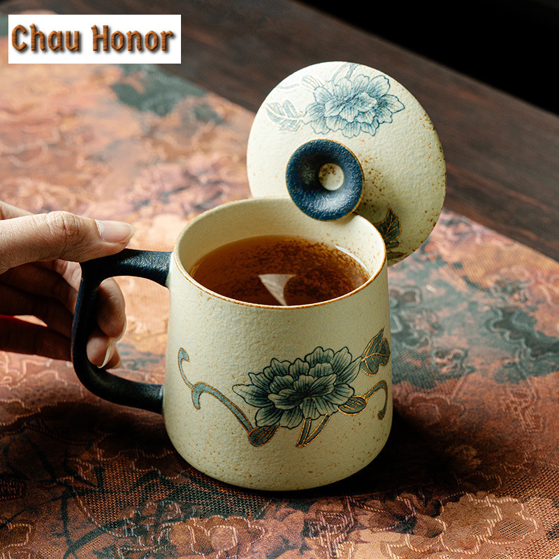 Coffee Tea Drawing - 330ml Blauw En Wit Vuursteen Rode