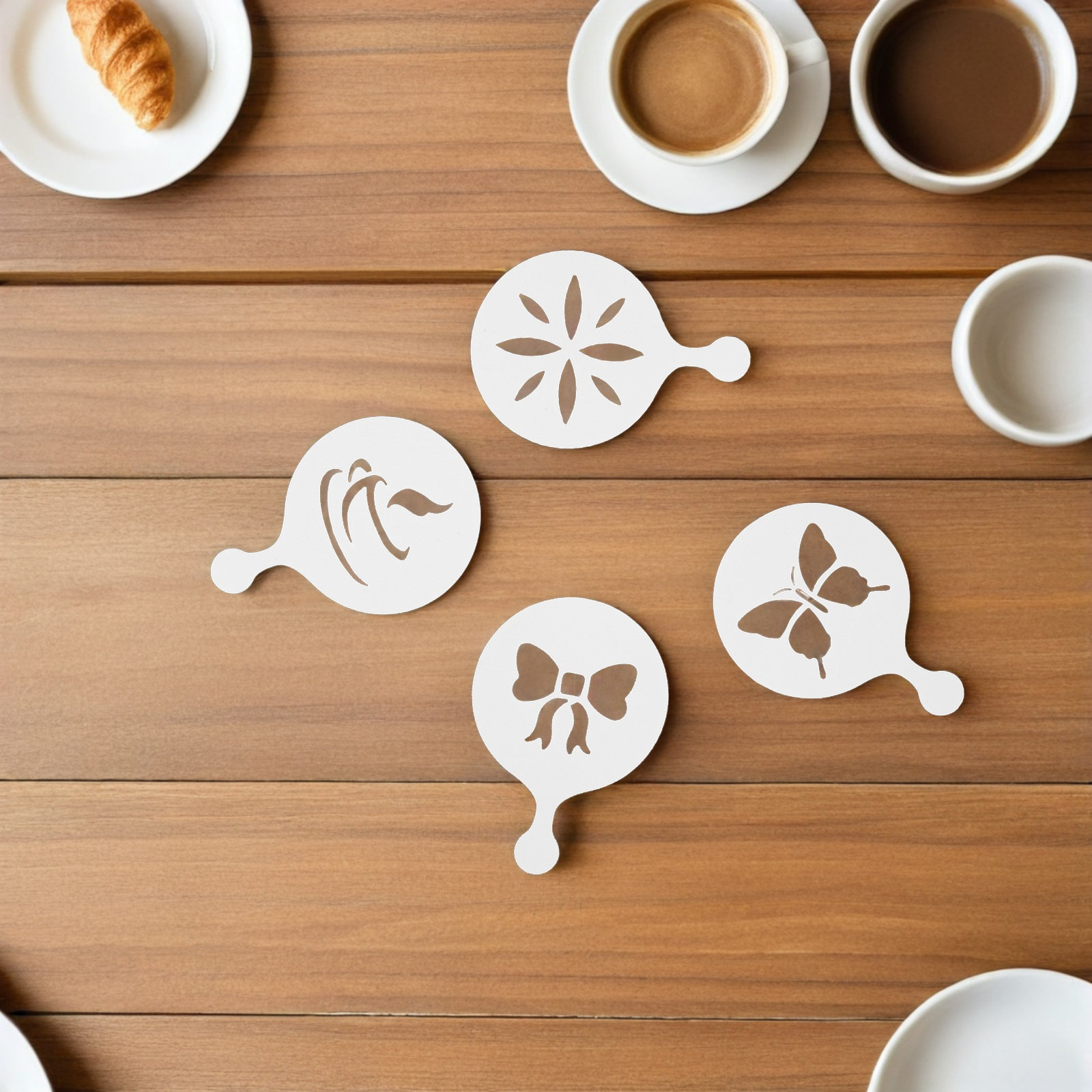 Coffee Stencil Art - 8 stuks koffie latte art stencils