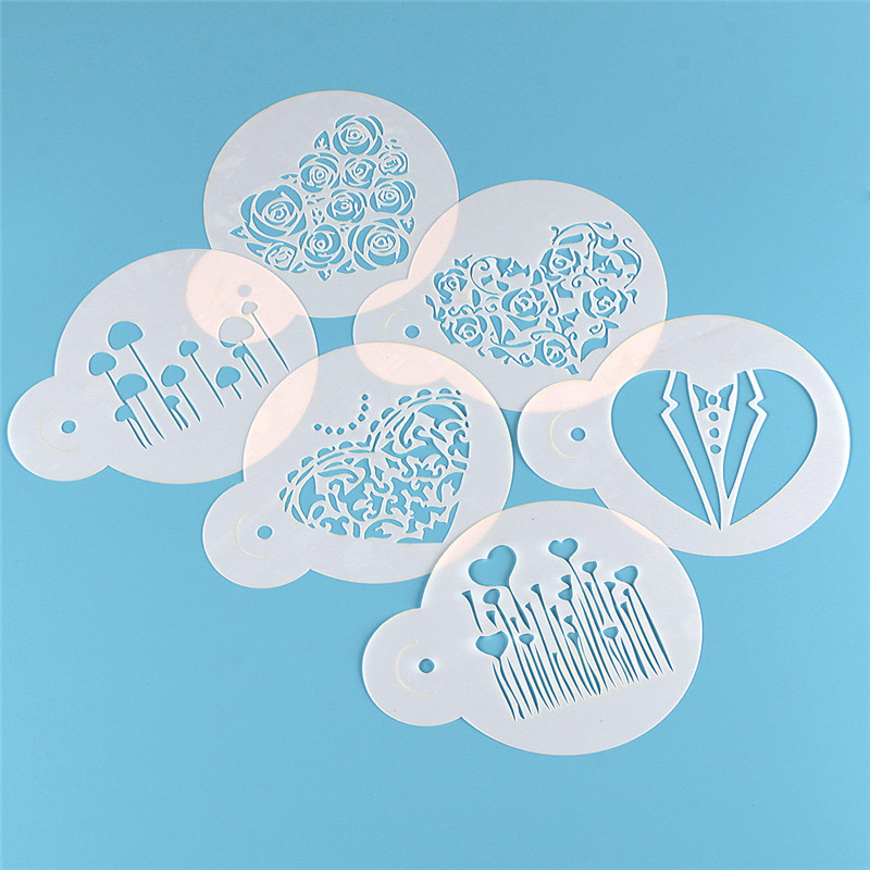 Coffee Stencil Art - Aomily 6 stks/set Valentijnsdag DIY Cake