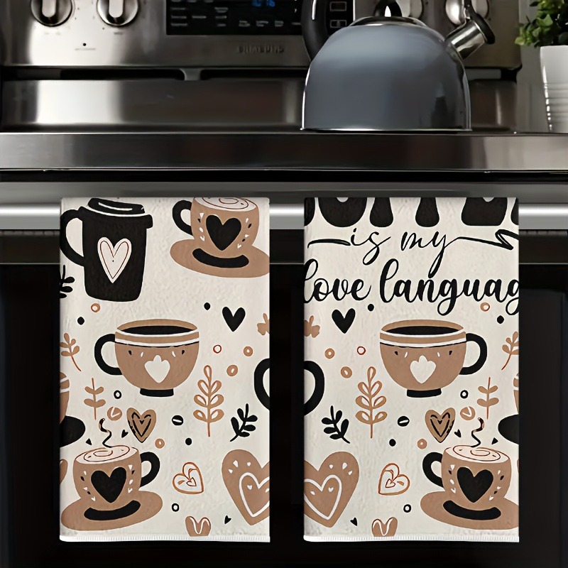 Coffee Tea Set - 2 stuks bruine koffiekop en keukendoek,