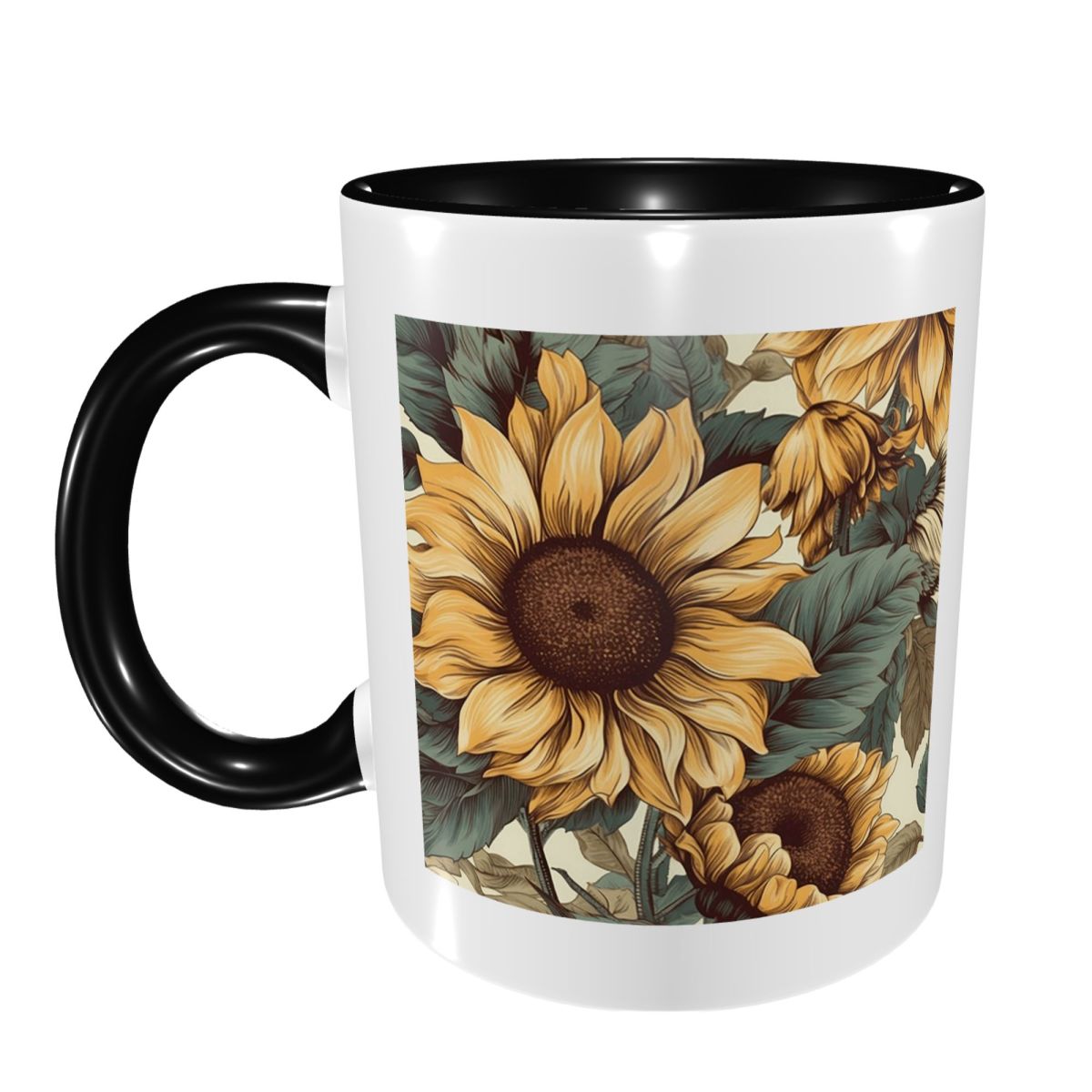 Coffee Tea Drawing - Gouden Zonnebloem Cluster Vintage Botanische Tekening