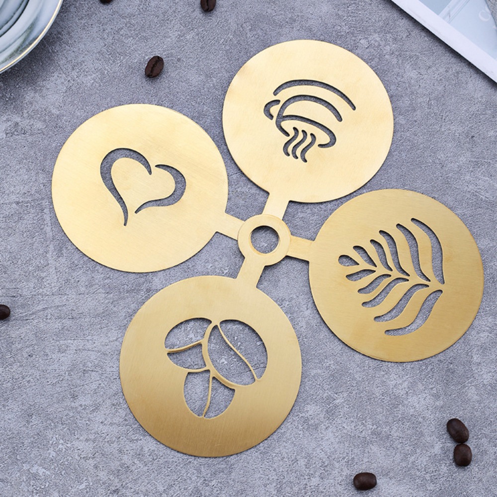 4 stuks roestvrijstalen latte- - Coffee Stencil Art recensie en prijs