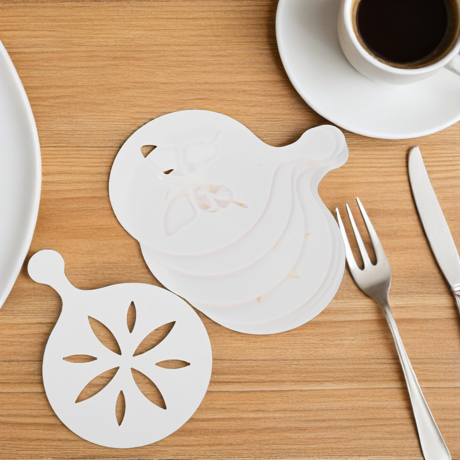 8-delige set koffie-sjablonen  - Coffee Stencil Art recensie en prijs