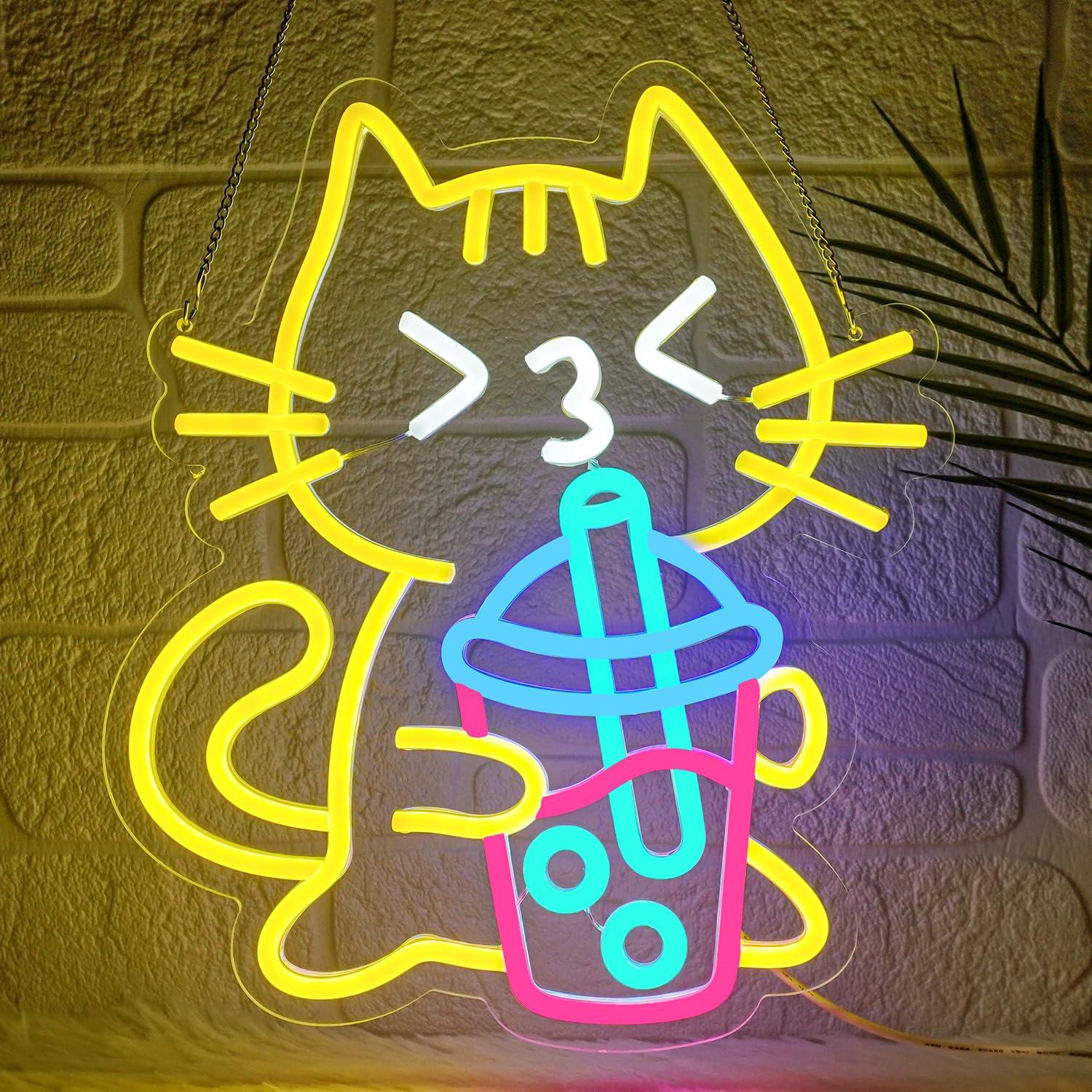 Katten Boba Thee Neonbord Scha - Coffee Tea Boba recensie en prijs