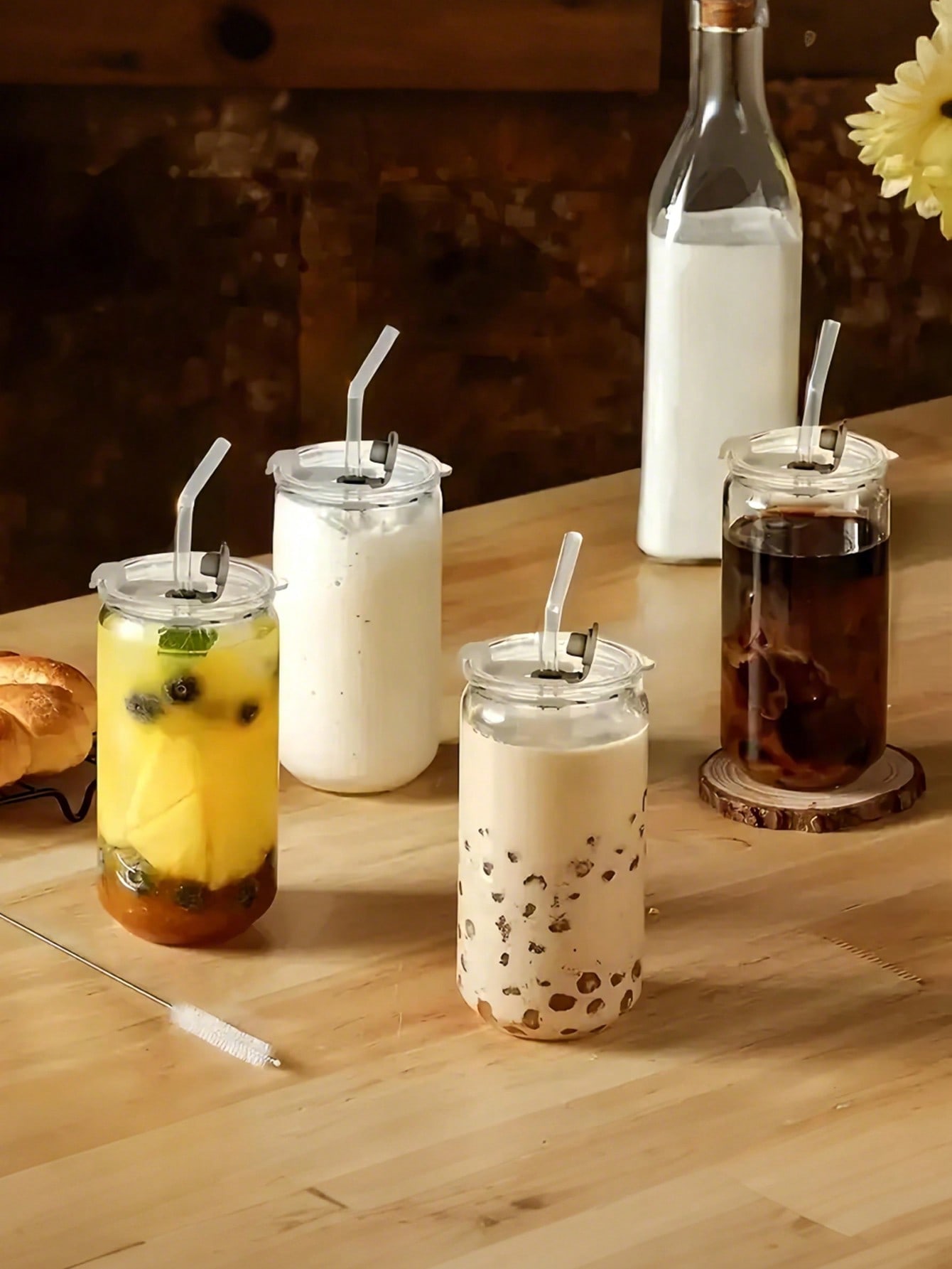 Glazen bekers met deksels en r - Coffee Tea Jar Set recensie en prijs