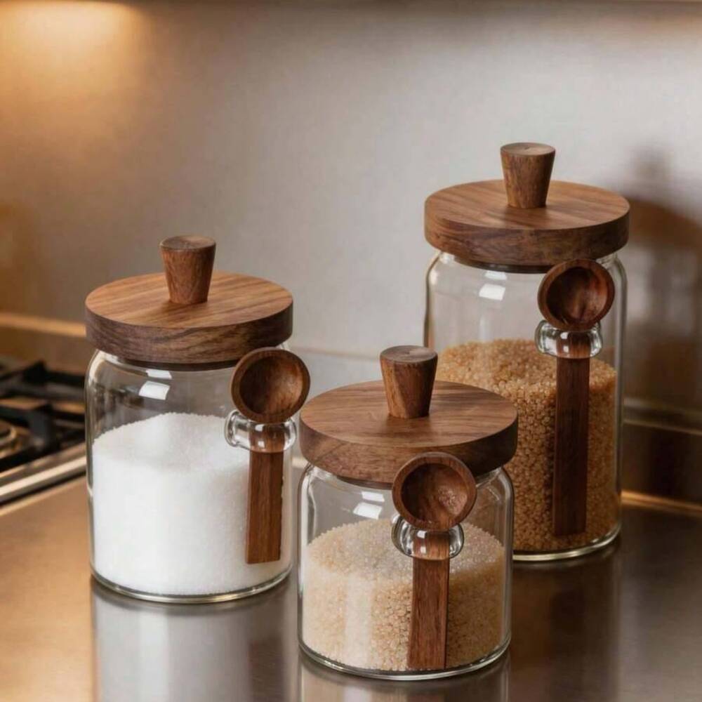 3-delige set glazen potten met - Coffee Tea Canister Set recensie en prijs