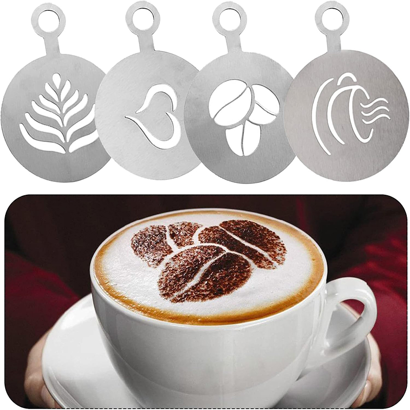 4-delige roestvrijstalen koffi - Coffee Stencil Art recensie en prijs
