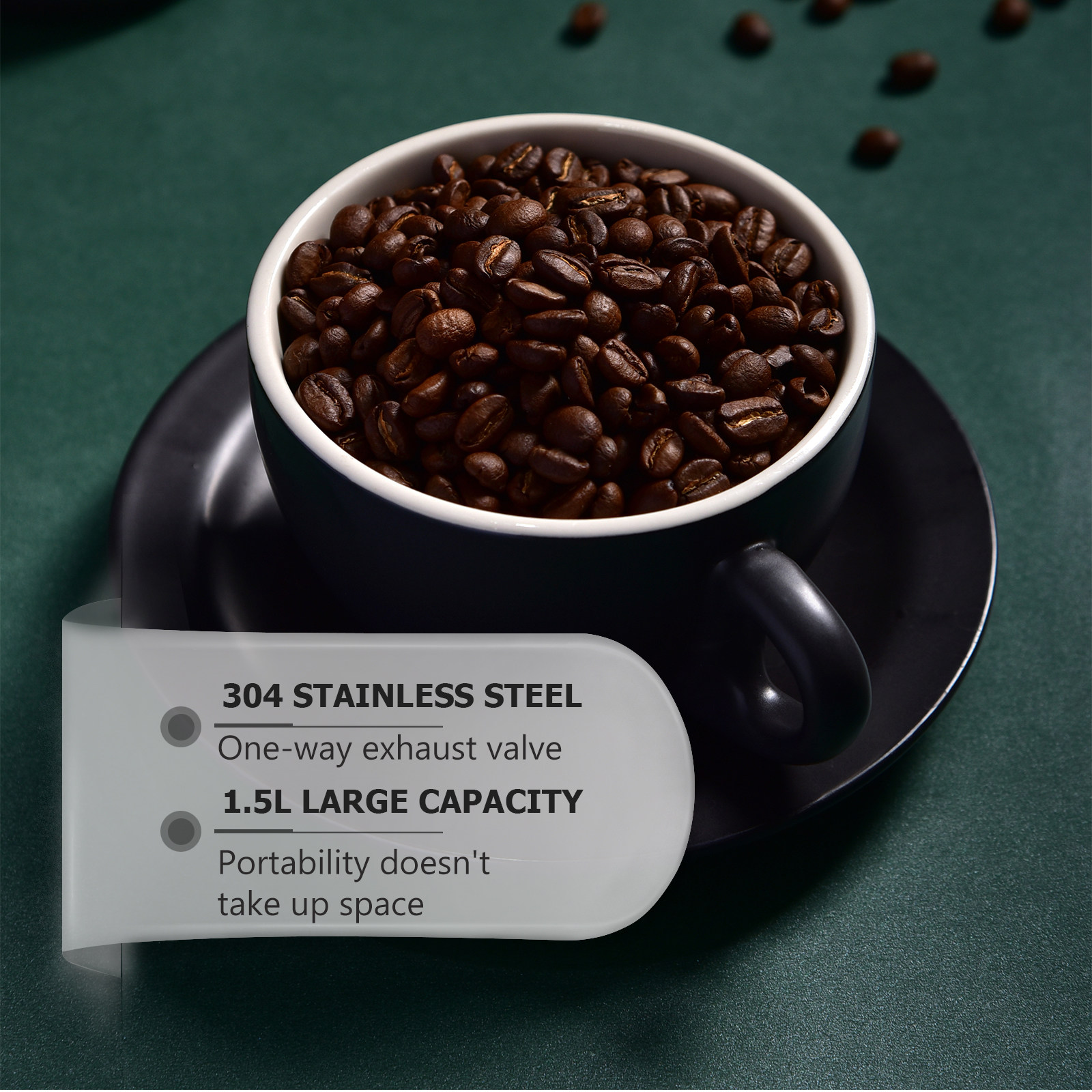 1 stuks koffiebonen opbergcont - Coffee Tea Beans recensie en prijs