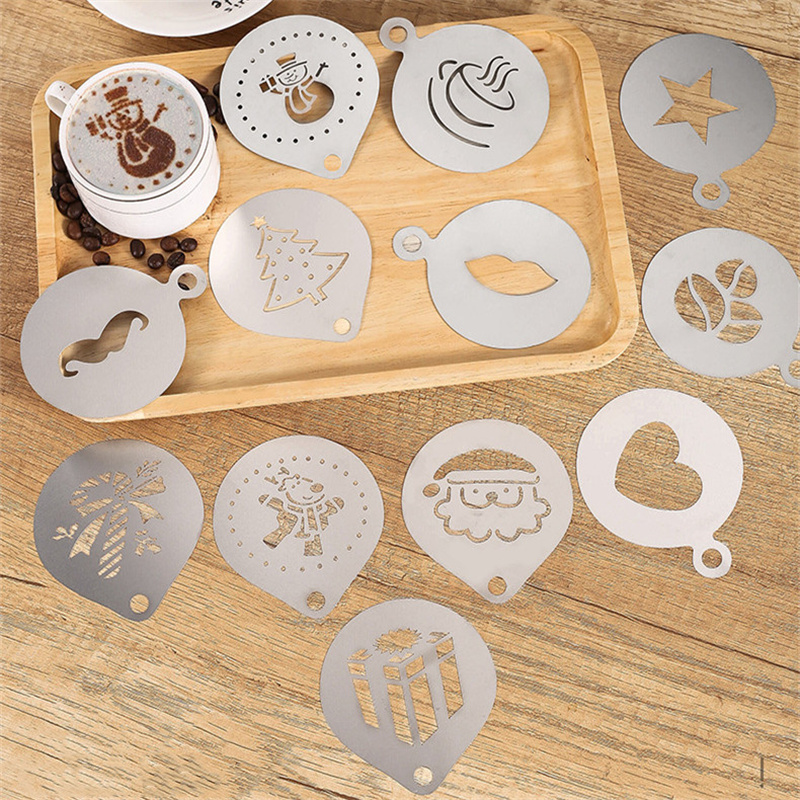 12 stuks roestvrij staal cafe  - Coffee Stencil Art recensie en prijs