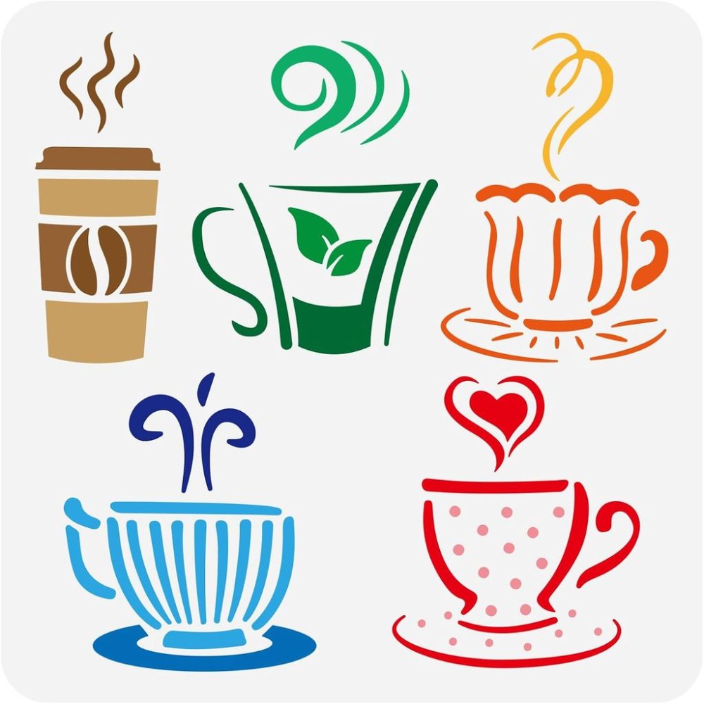 Sjabloon voor het schilderen v - Coffee Tea Drawing recensie en prijs