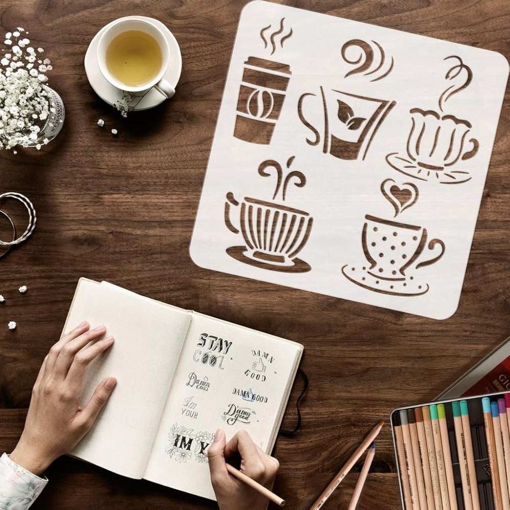 Sjabloon voor het schilderen v - Coffee Tea Drawing recensie en prijs