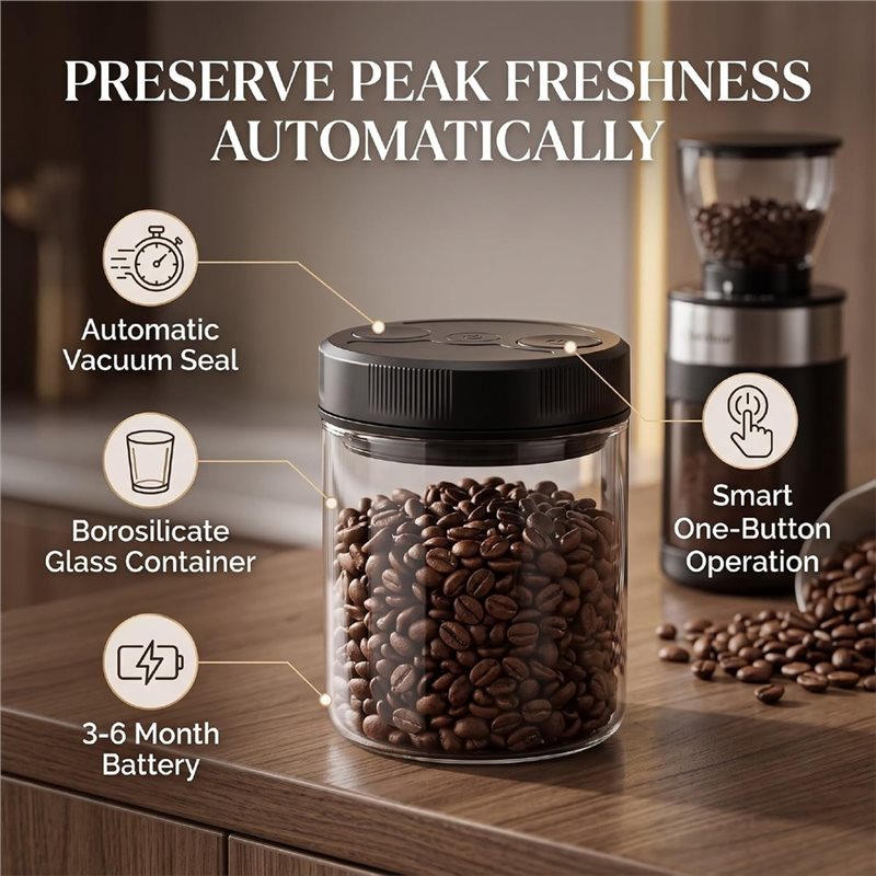 Automatische vacuüm koffieblik - Coffee Tea Beans recensie en prijs