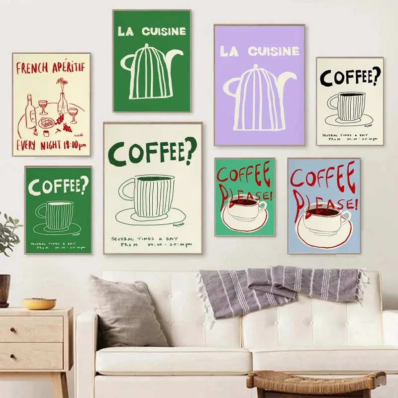 1PC frameloze decoratieve kuns - Coffee Tea Drawing recensie en prijs