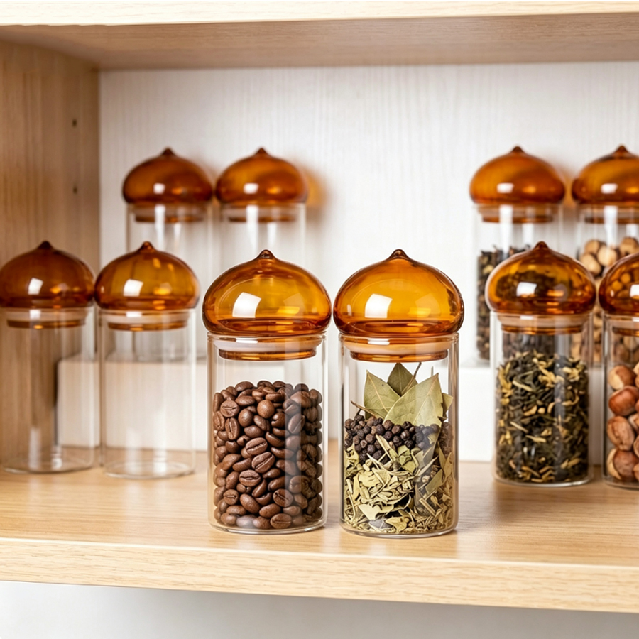 Glazen voorraadpot met amberkl - Coffee Bean And Tea Leaf recensie en prijs